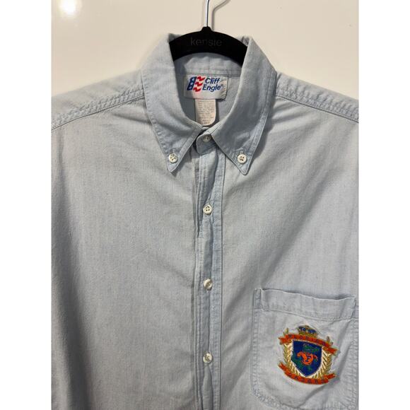 UF College Sportswear Cliff Eagle Button Up Short Sleeve Logo Patch Men's Large - Picture 1 of 11